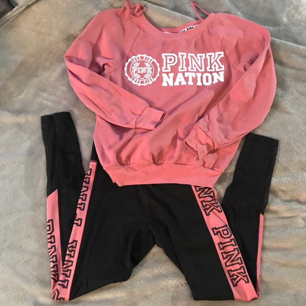 Pink ultimate leggings and sweater set